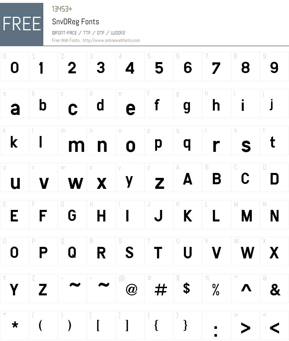 SnvDReg Font Screenshots