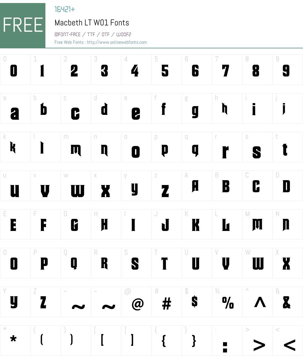 MacbethLTW01 Font Screenshots