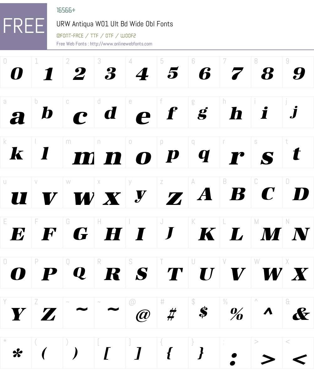 URWAntiquaW01-UltBdWideObl Font Screenshots