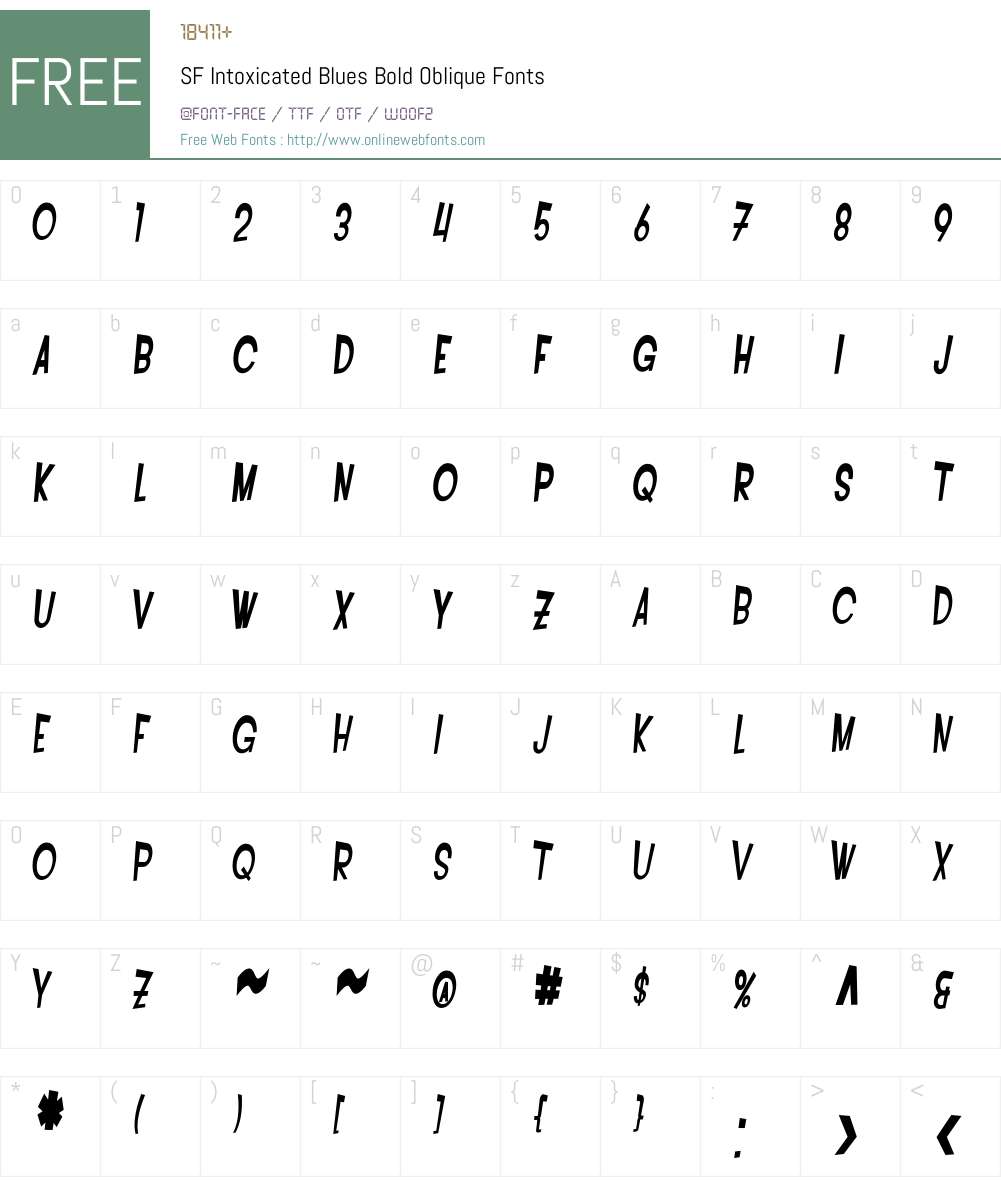 SF Intoxicated Blues Font Screenshots