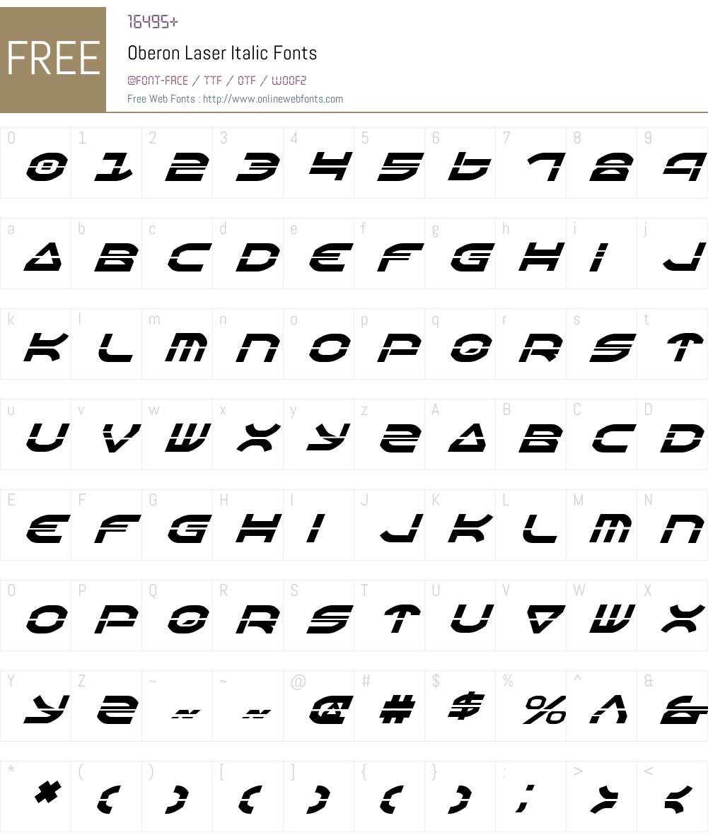 Oberon Laser Italic Font Screenshots