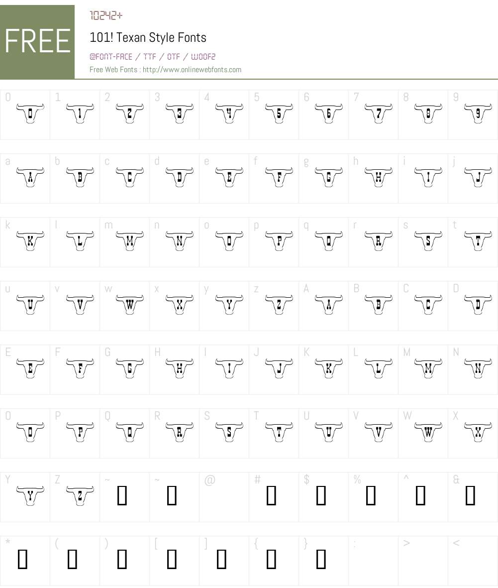 101! Texan Style Font Screenshots