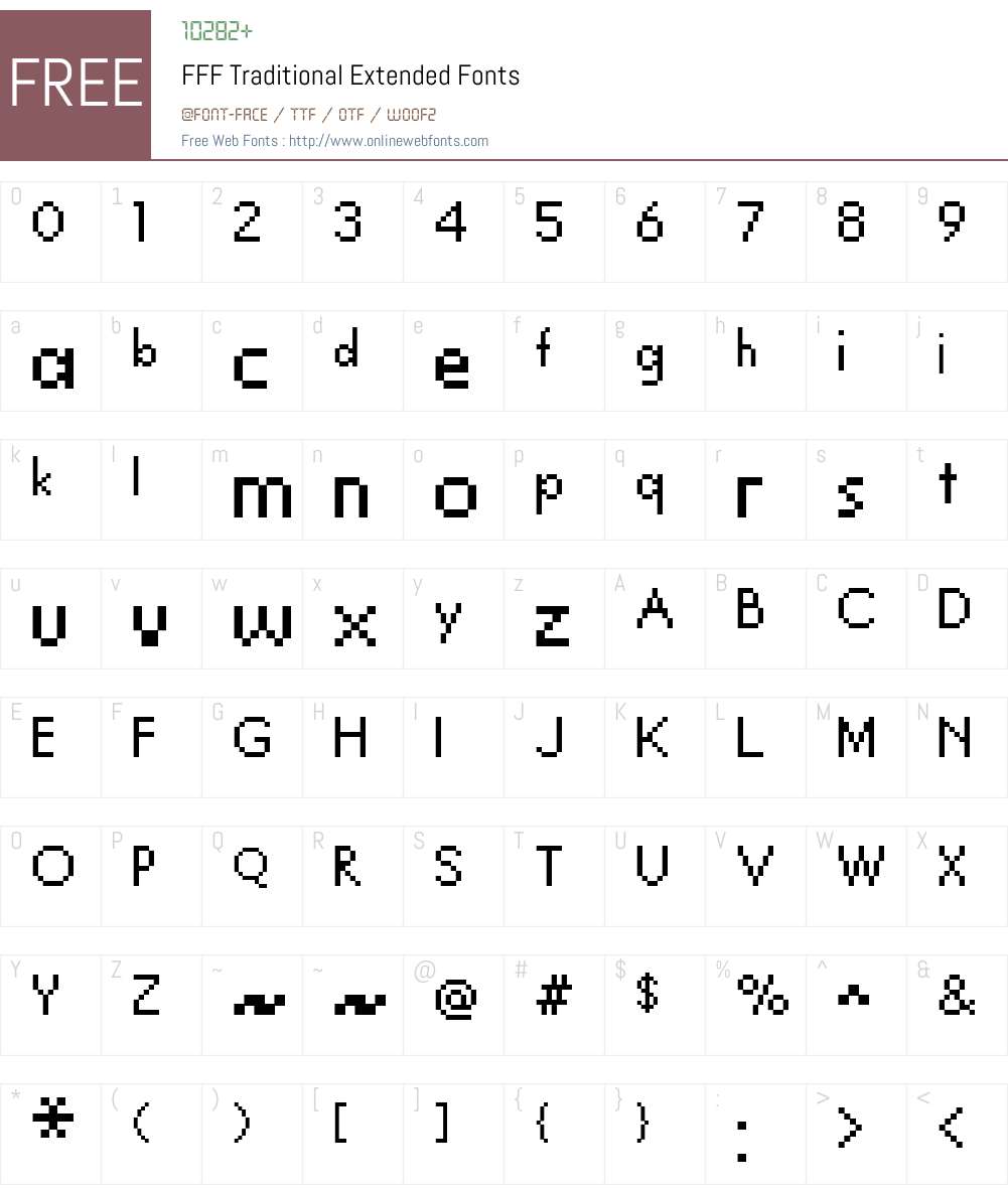 FFF Traditional Extended Font Screenshots