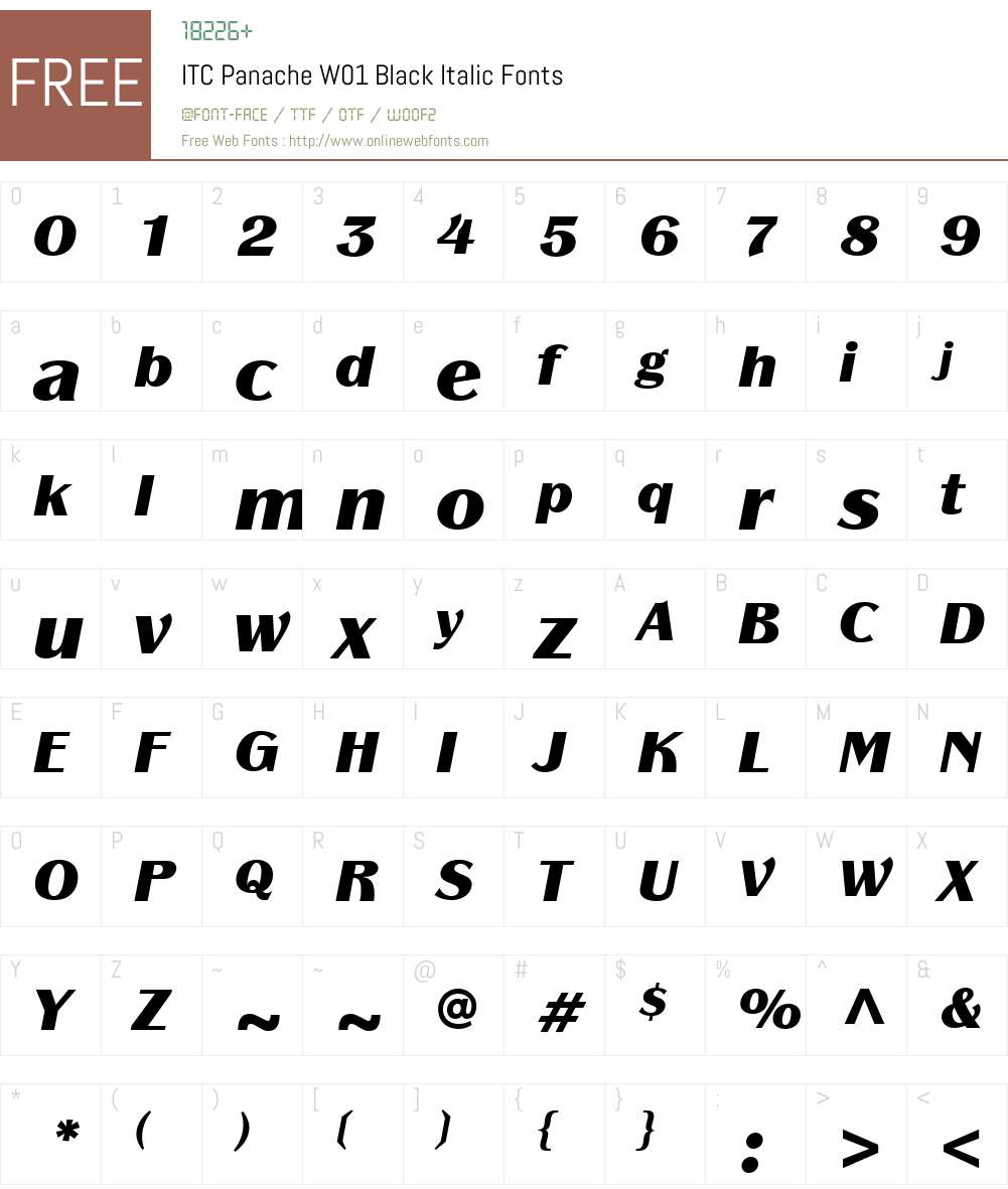 ITCPanacheW01-BlackItalic Font Screenshots