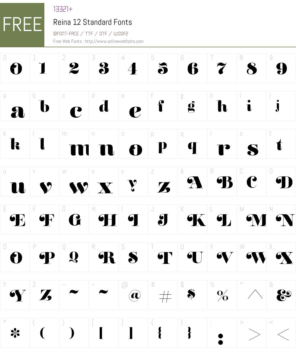 Reina 12 Standard Font Screenshots