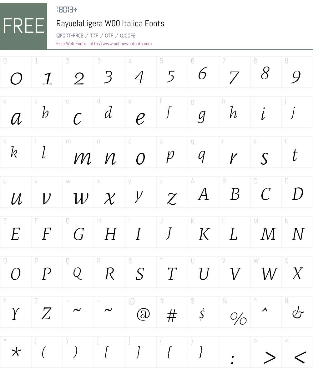 RayuelaLigeraW00-Italica Font Screenshots
