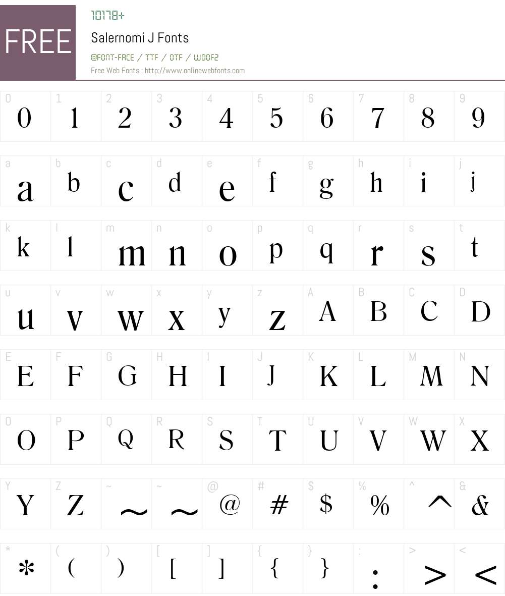 Salernomi J Font Screenshots