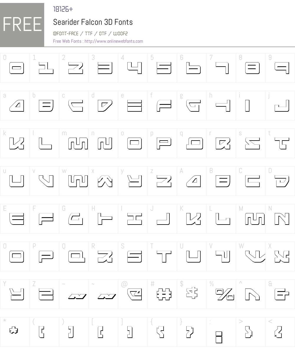Searider Falcon 3D Font Screenshots
