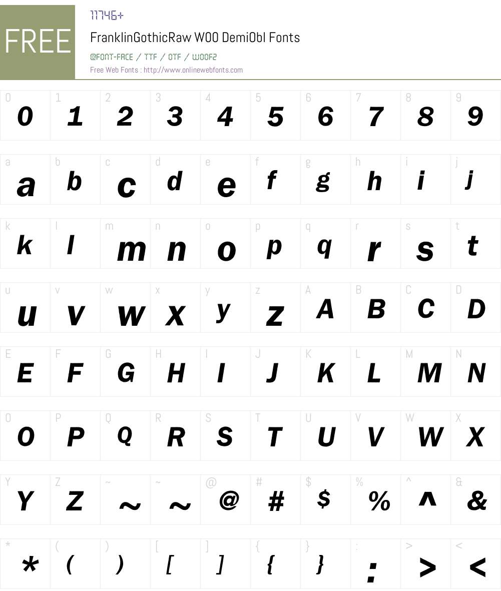 FranklinGothicRawW00-DmObl Font Screenshots