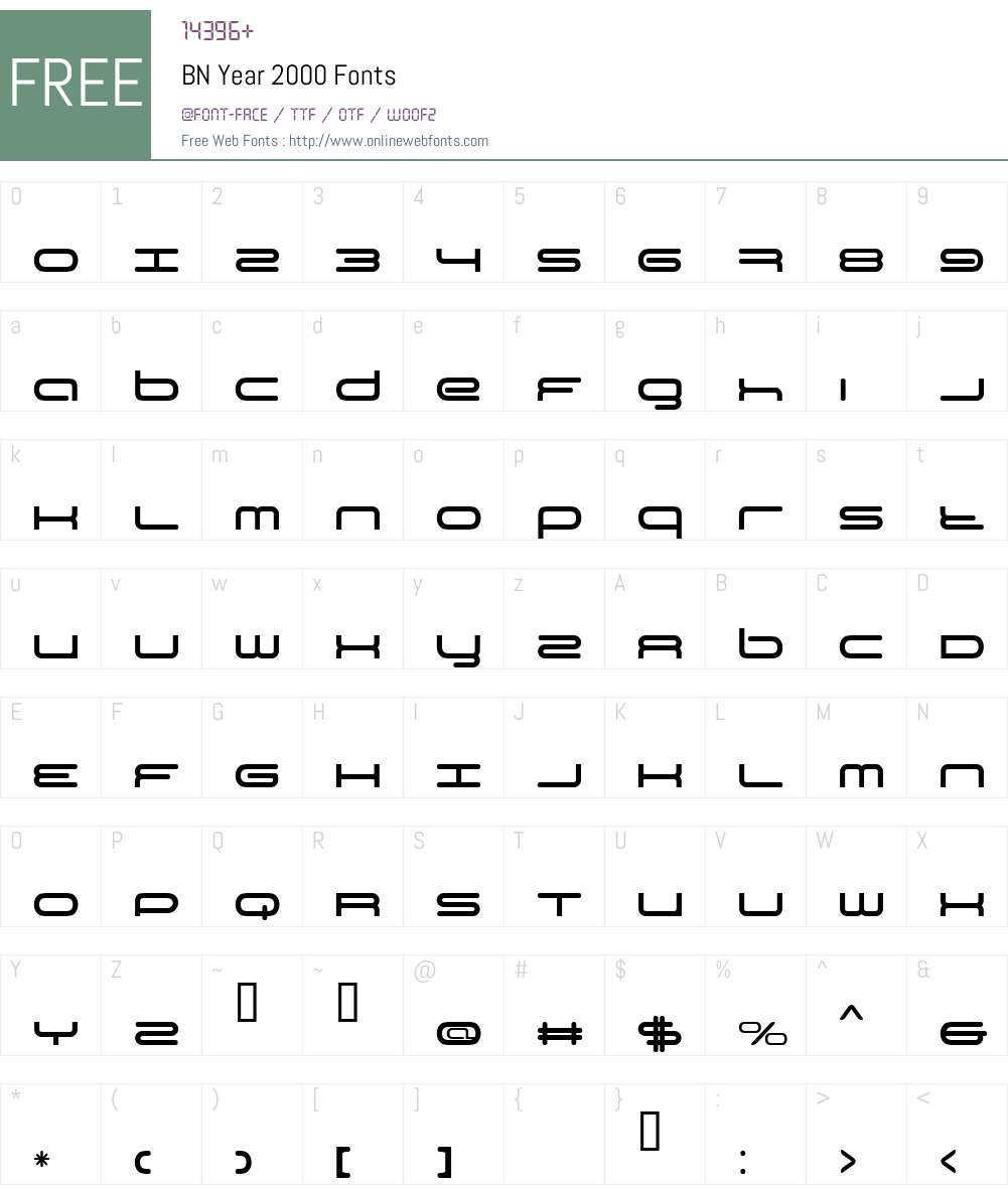 BN Year 2000 Font Screenshots