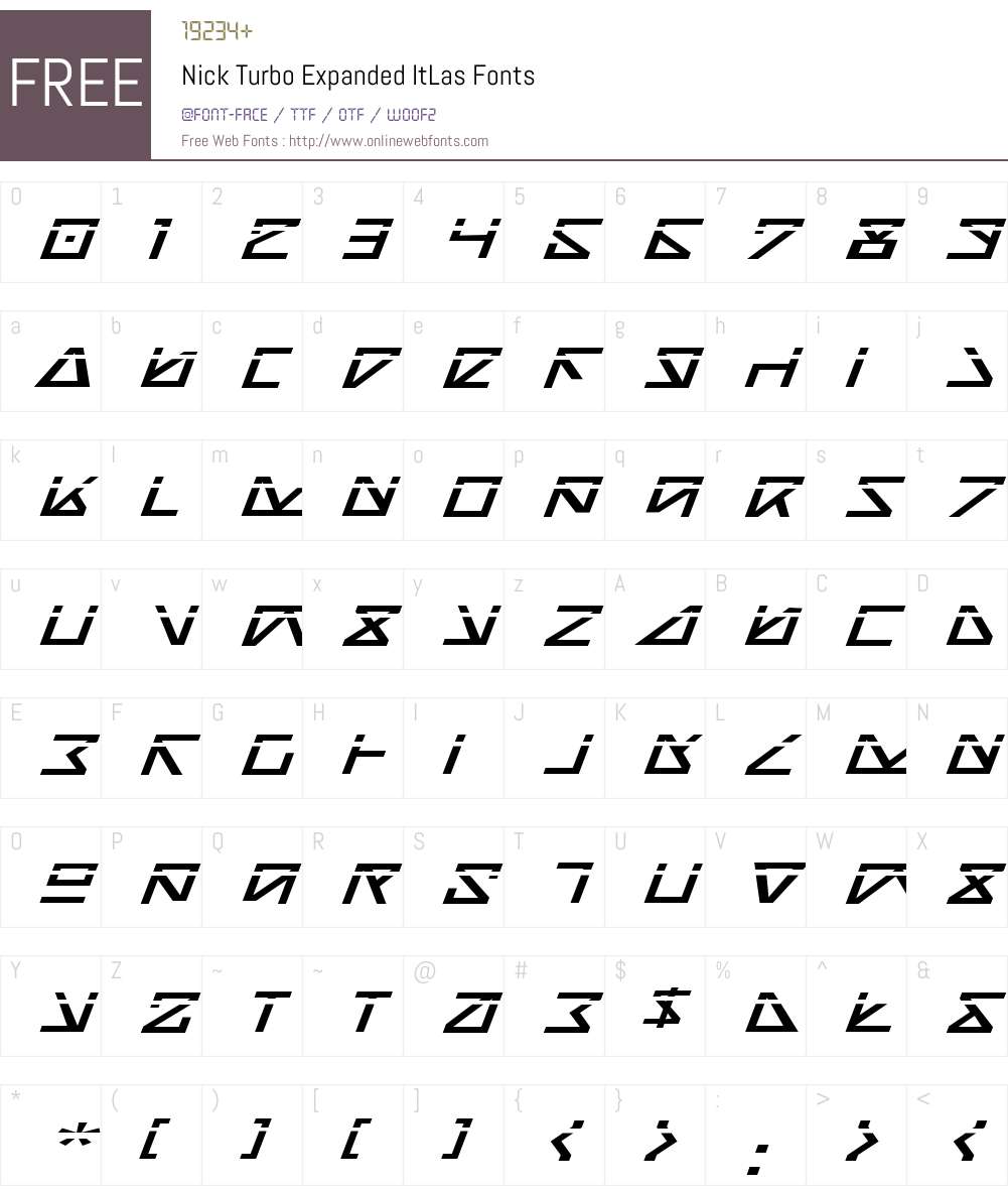 Nick Turbo Expanded ItLas Font Screenshots