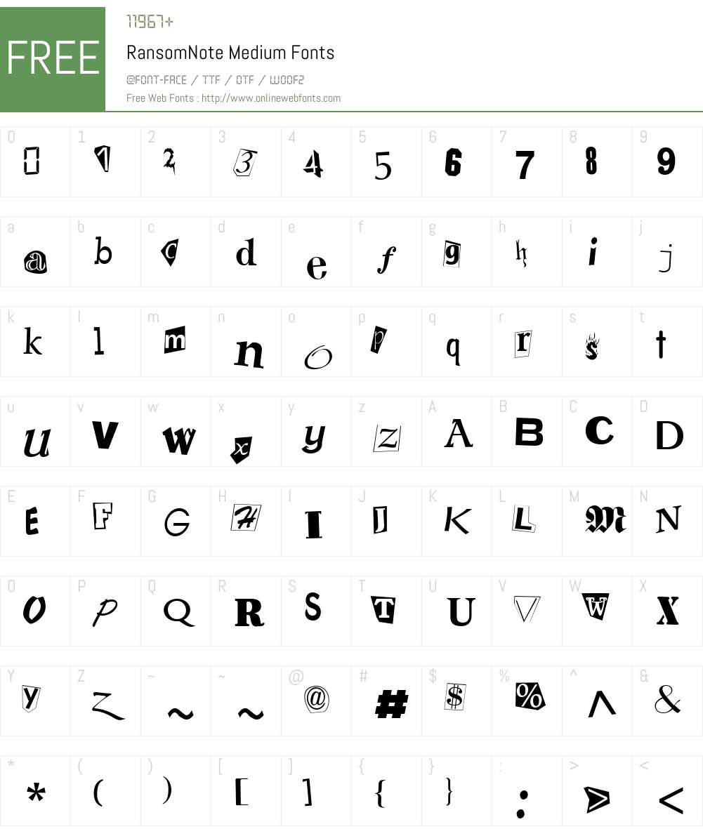 RansomNote Font Screenshots