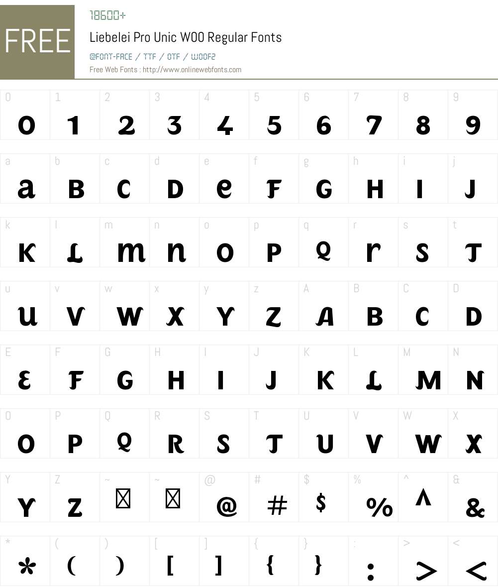 LiebeleiProUnicW00-Regular Font Screenshots