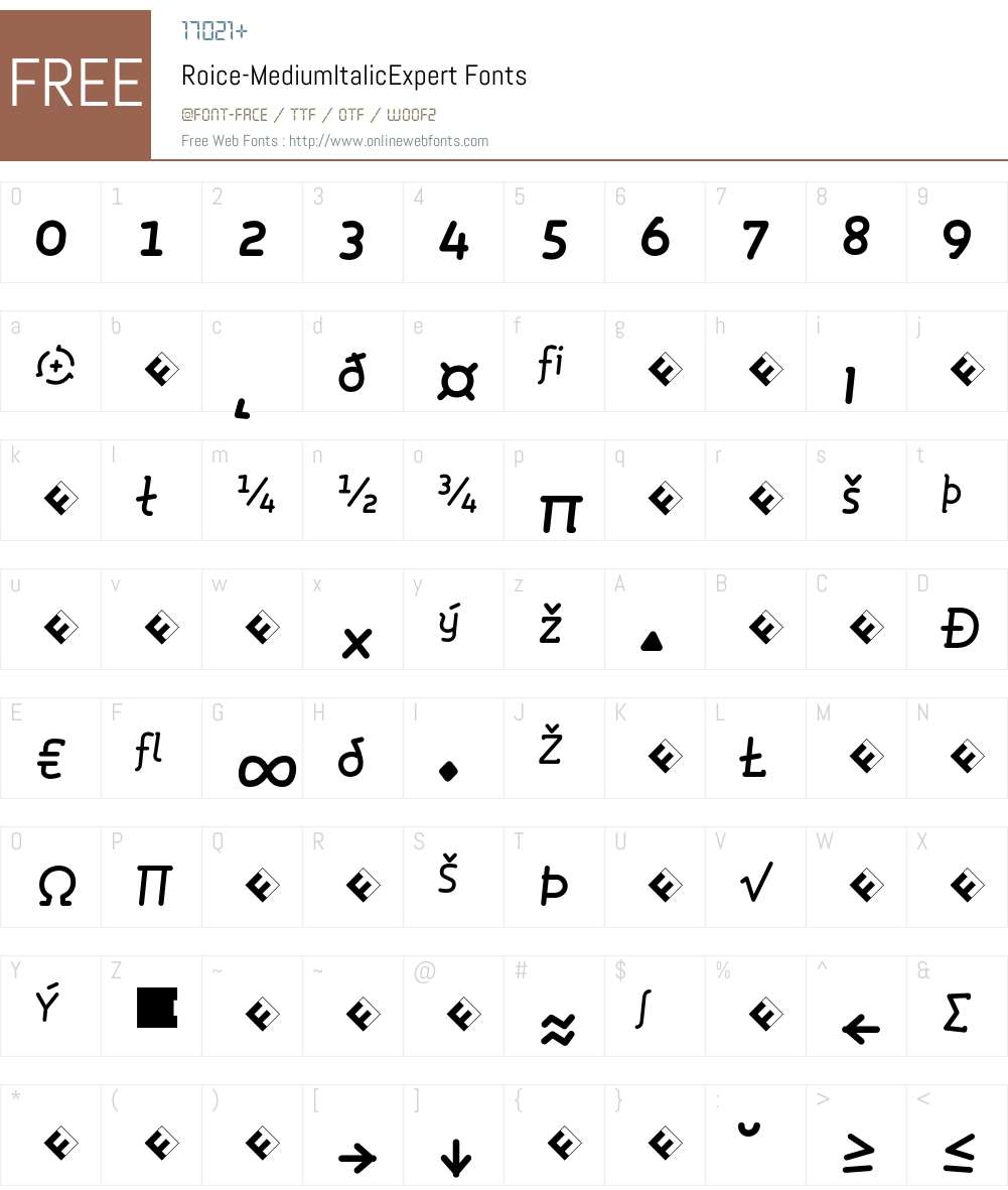 Roice-MediumItalicExpert Font Screenshots