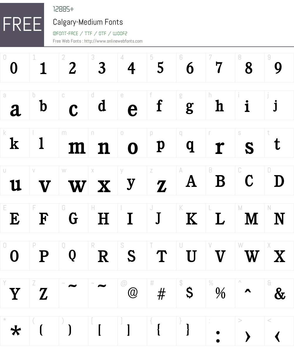Calgary-Medium Font Screenshots