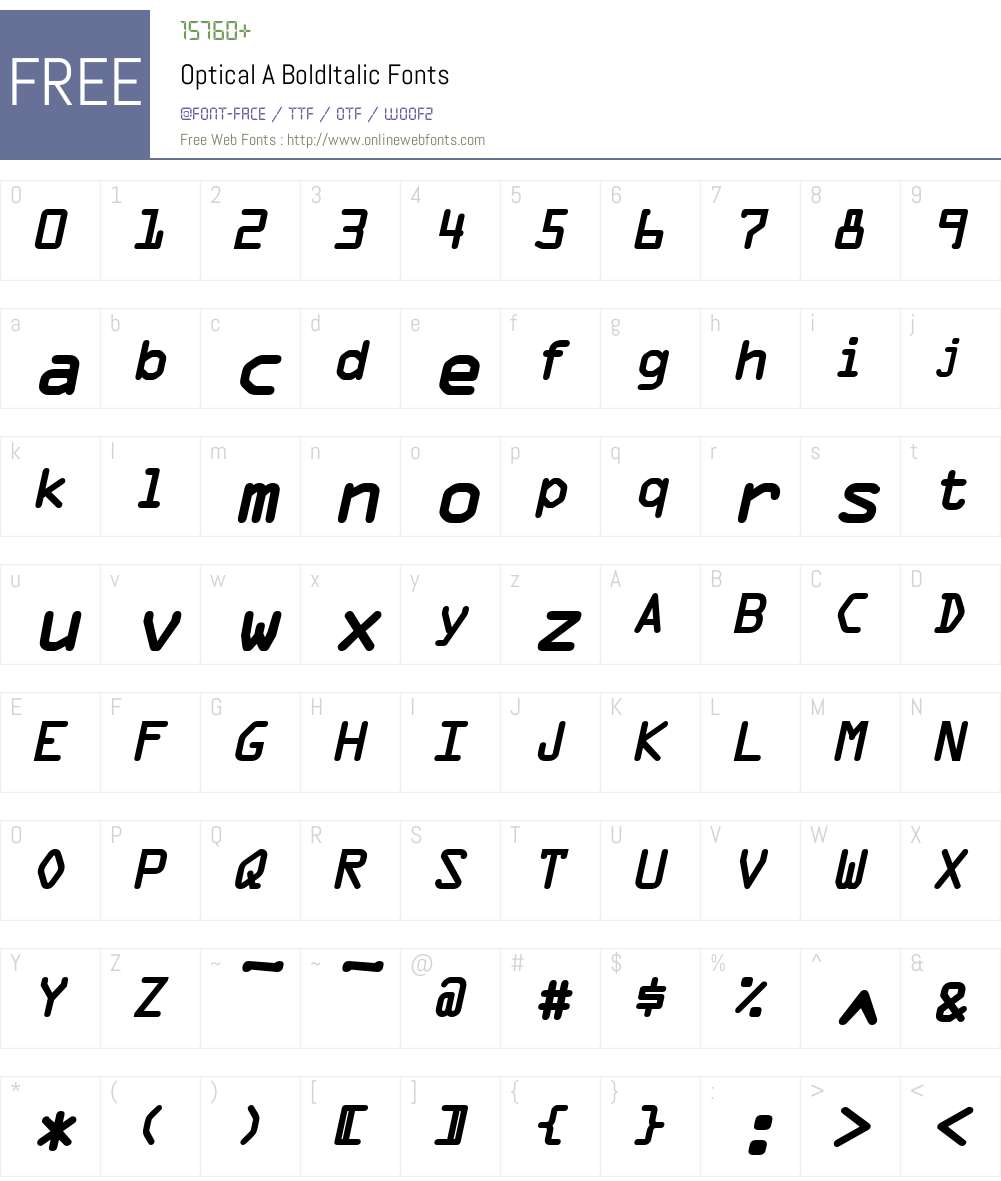 Optical A Font Screenshots