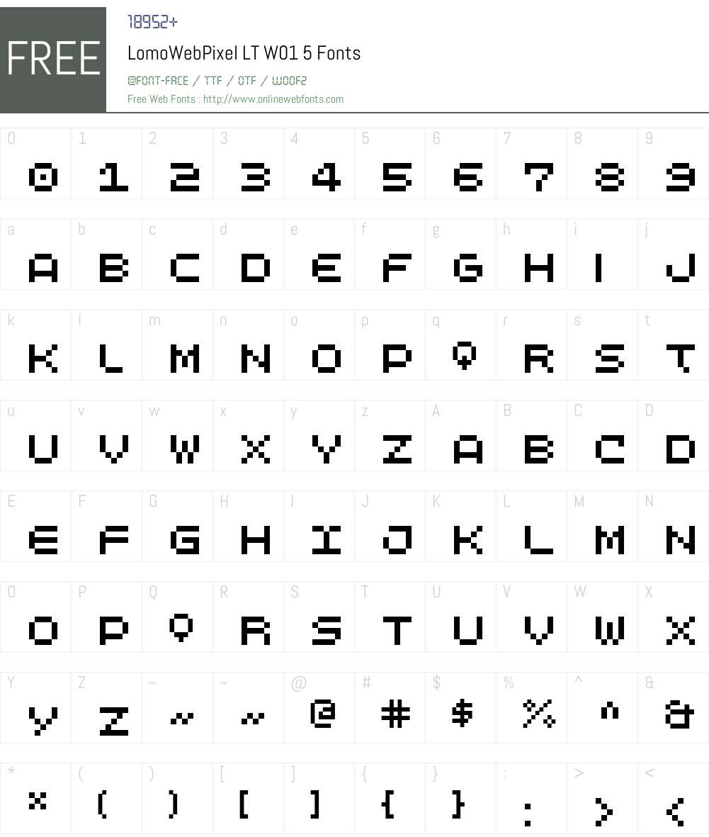 LomoWebPixelLTW01-5 Font Screenshots