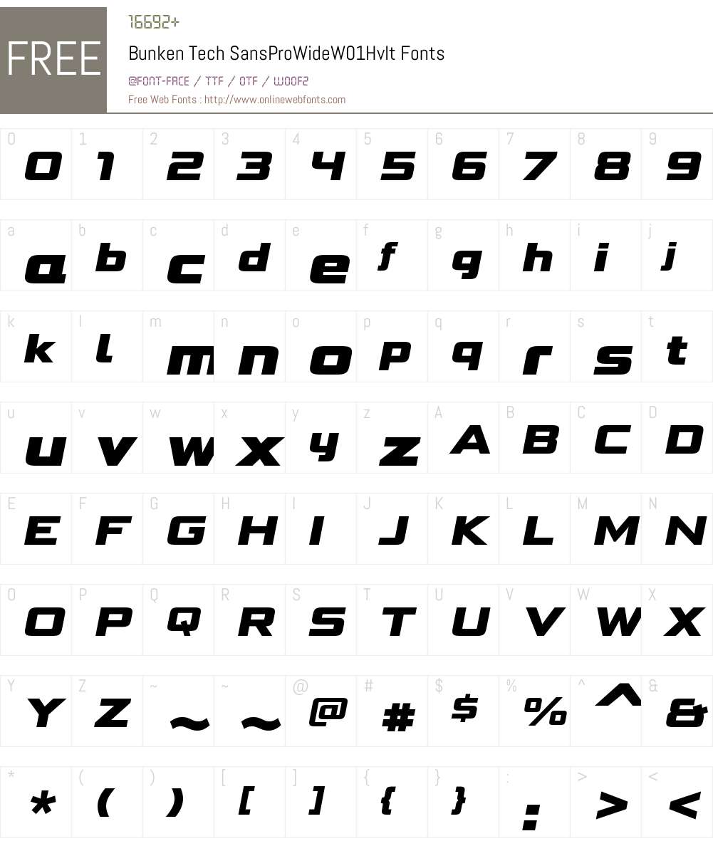 BunkenTechSansProWideW01-HvIt Font Screenshots