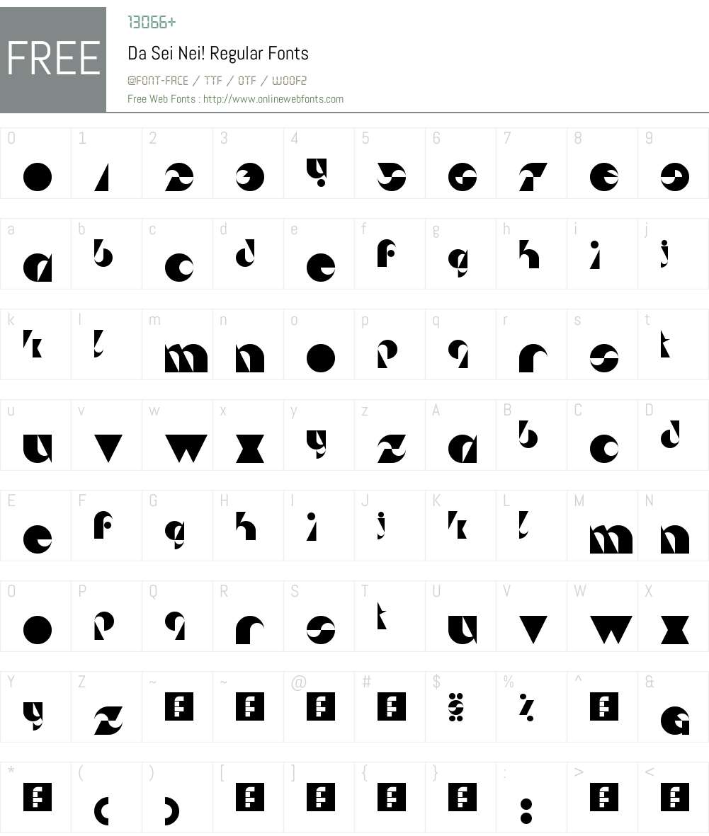 Da Sei Nei! Font Screenshots