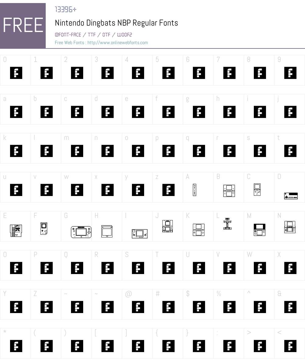 Nintendo Dingbats NBP Font Screenshots