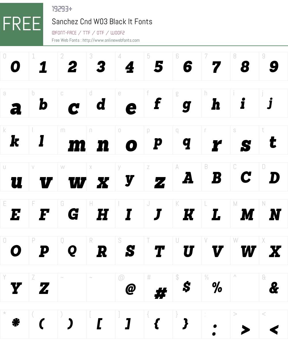 SanchezCndW03-BlackIt Font Screenshots