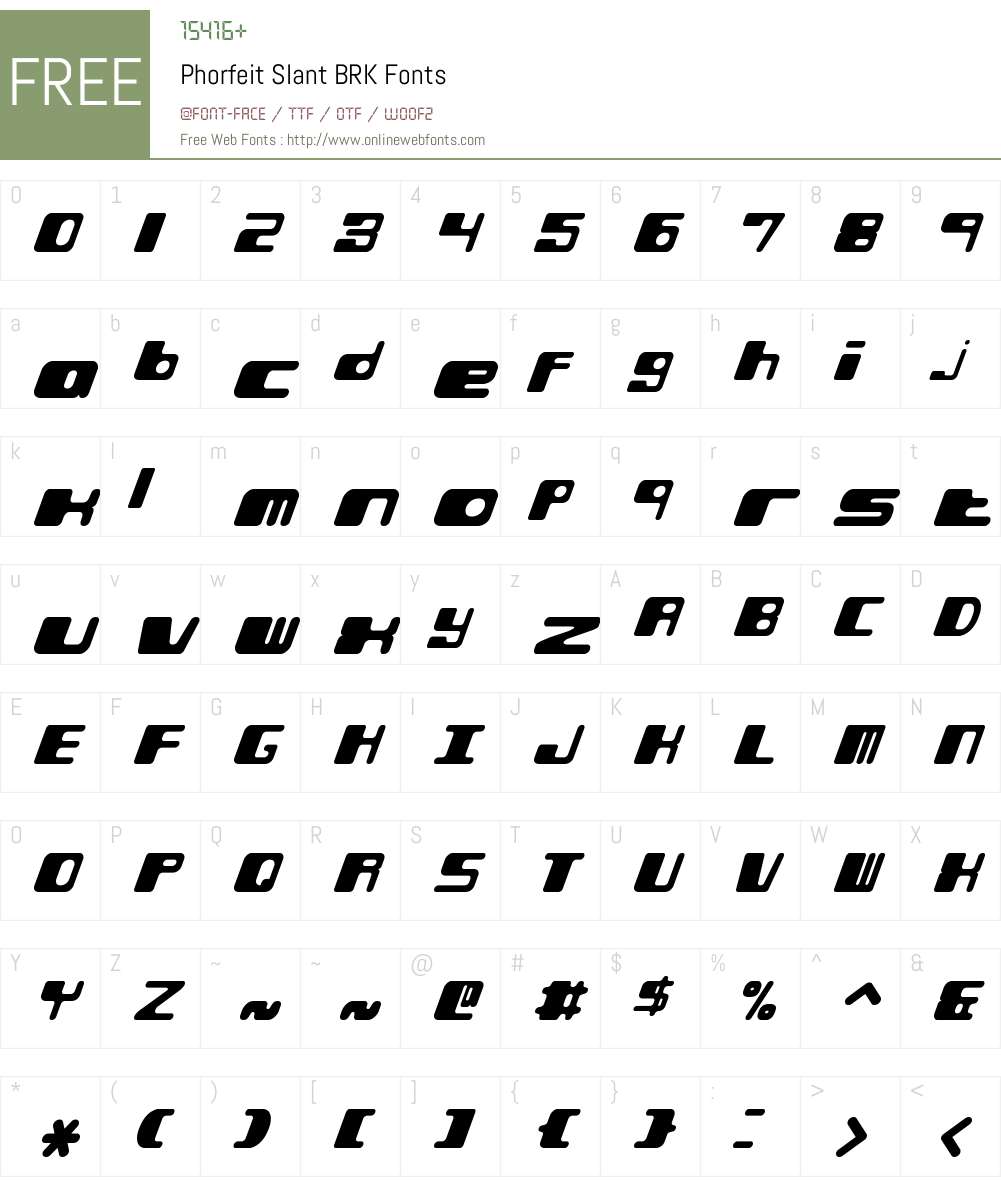 Phorfeit Slant BRK Font Screenshots