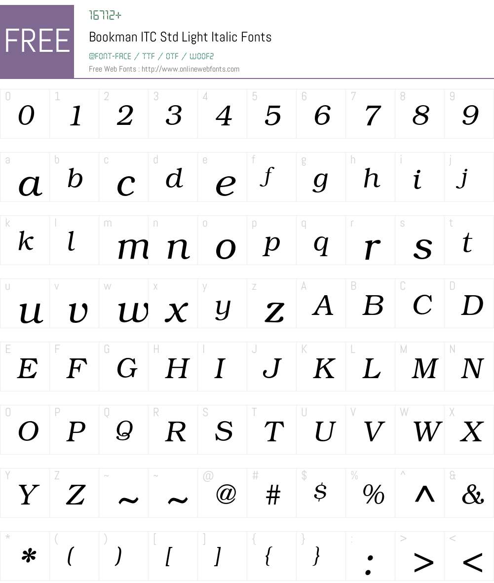 Bookman ITC Std Font Screenshots
