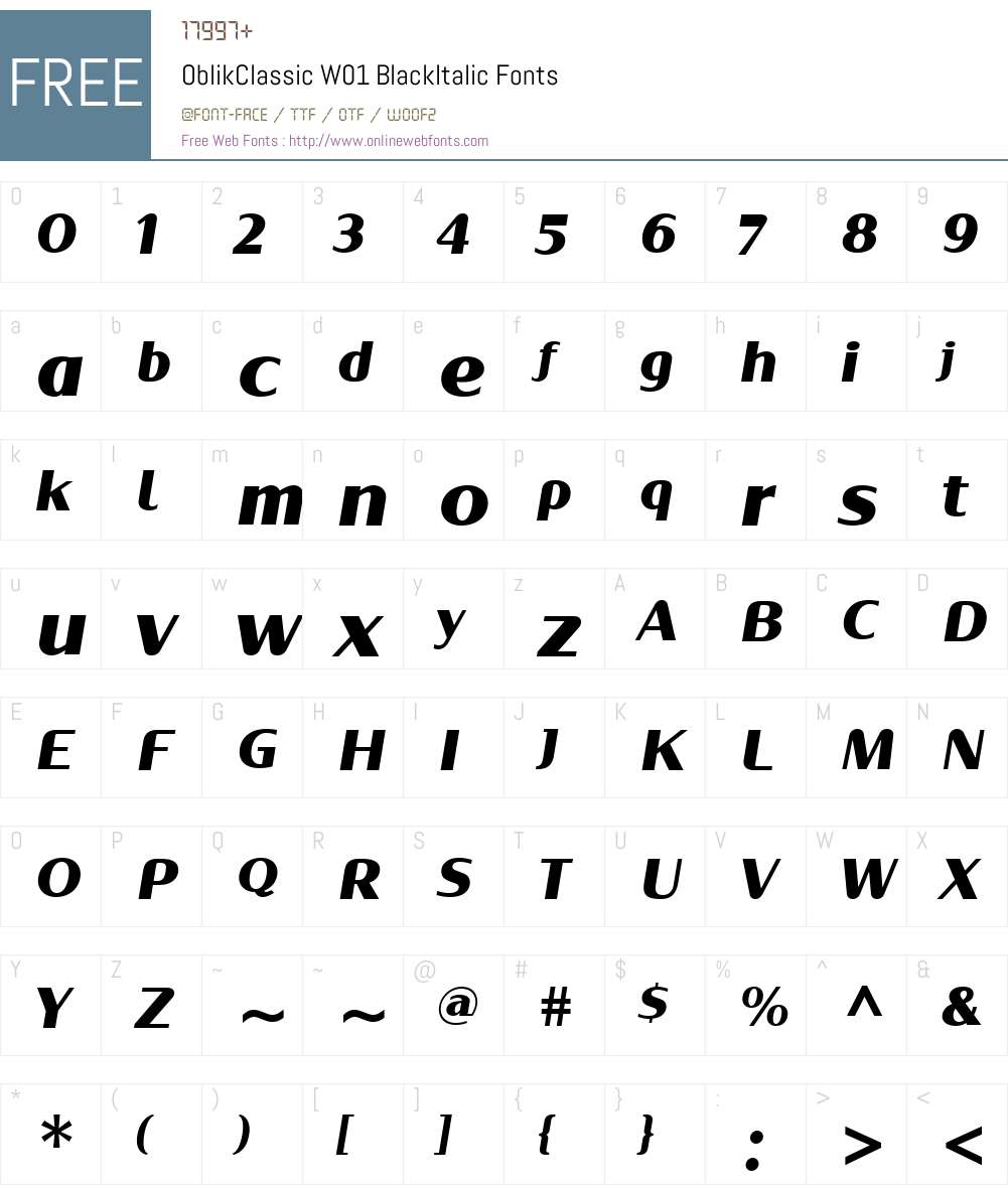 OblikClassicW01-BlackItalic Font Screenshots