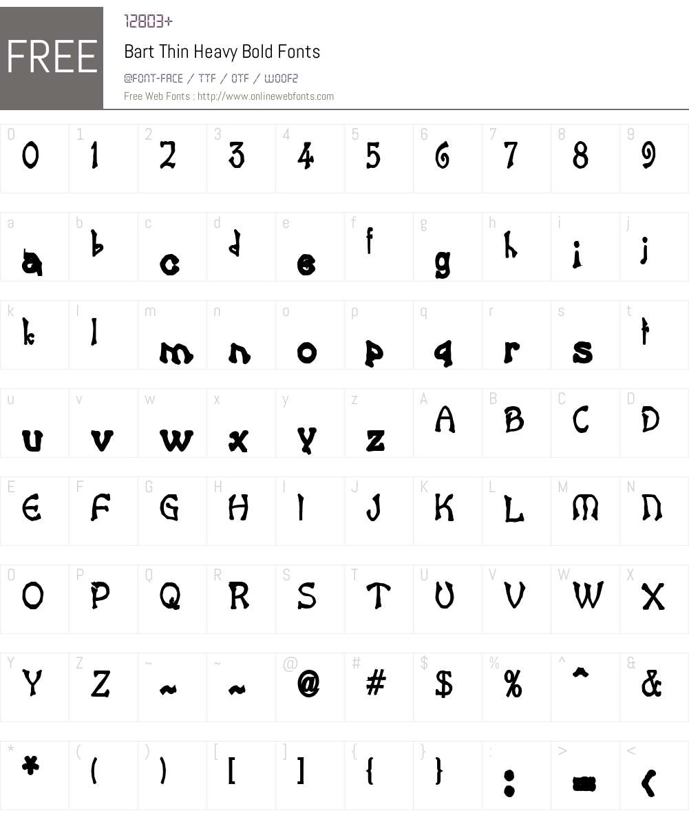 Bart Thin Heavy Font Screenshots