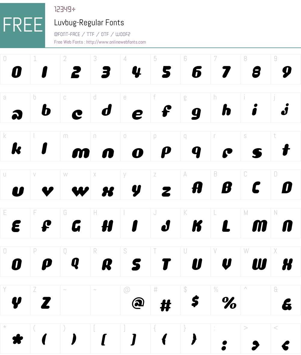 Luvbug Font Screenshots