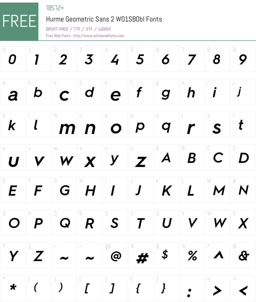 HurmeGeometricSans2W01-SBObl Font Screenshots