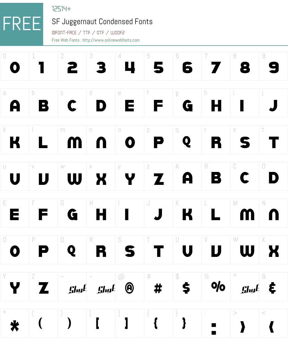 SF Juggernaut Condensed Font Screenshots