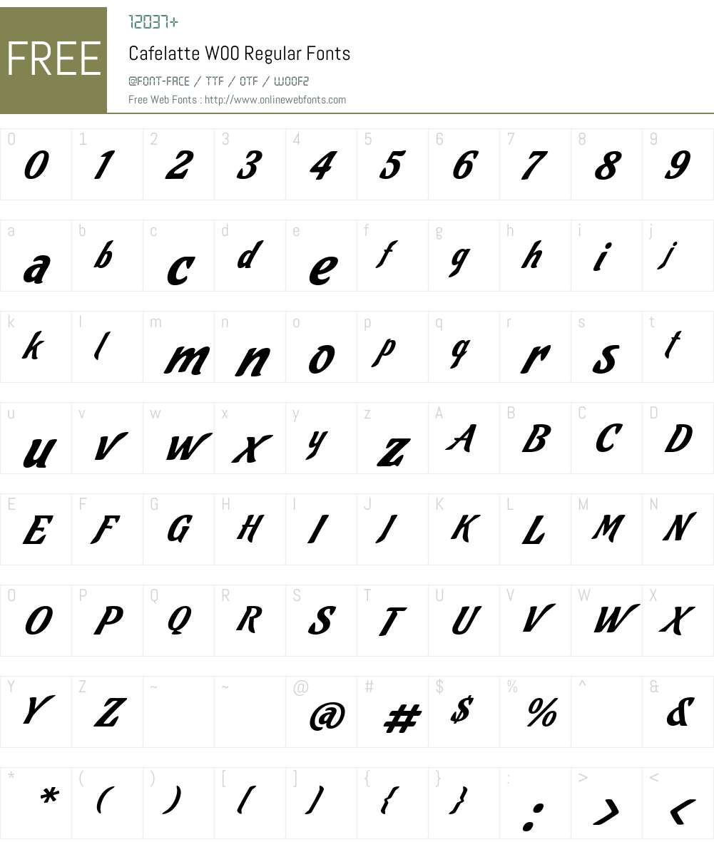 CafelatteW00-Regular Font Screenshots