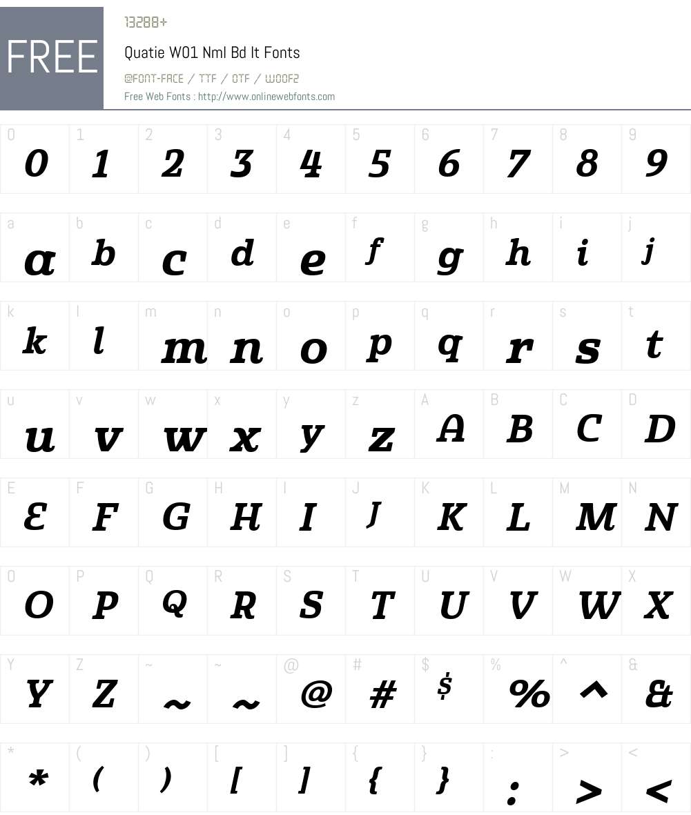 QuatieW01-NmlBdIt Font Screenshots
