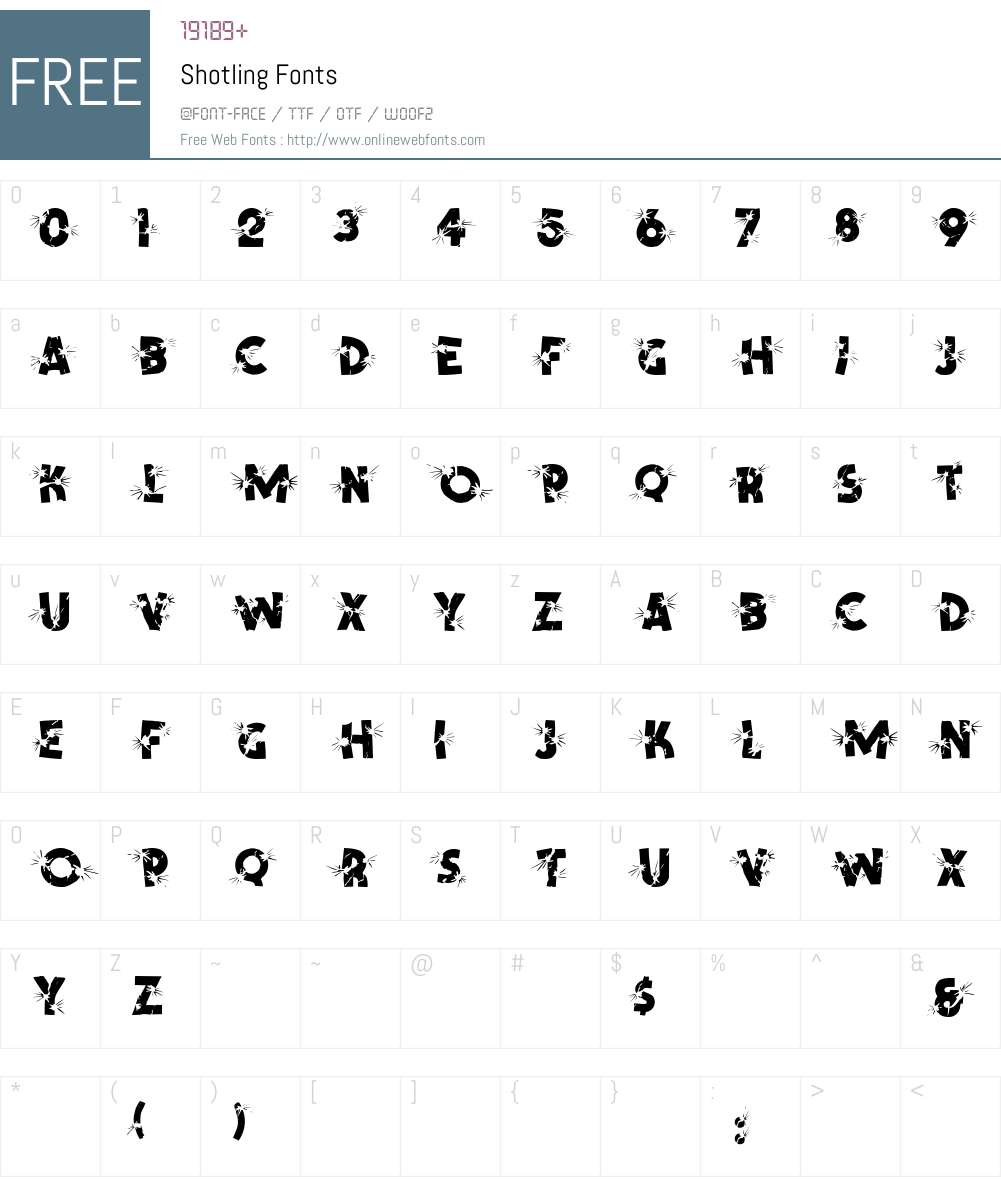 Shotling Font Screenshots