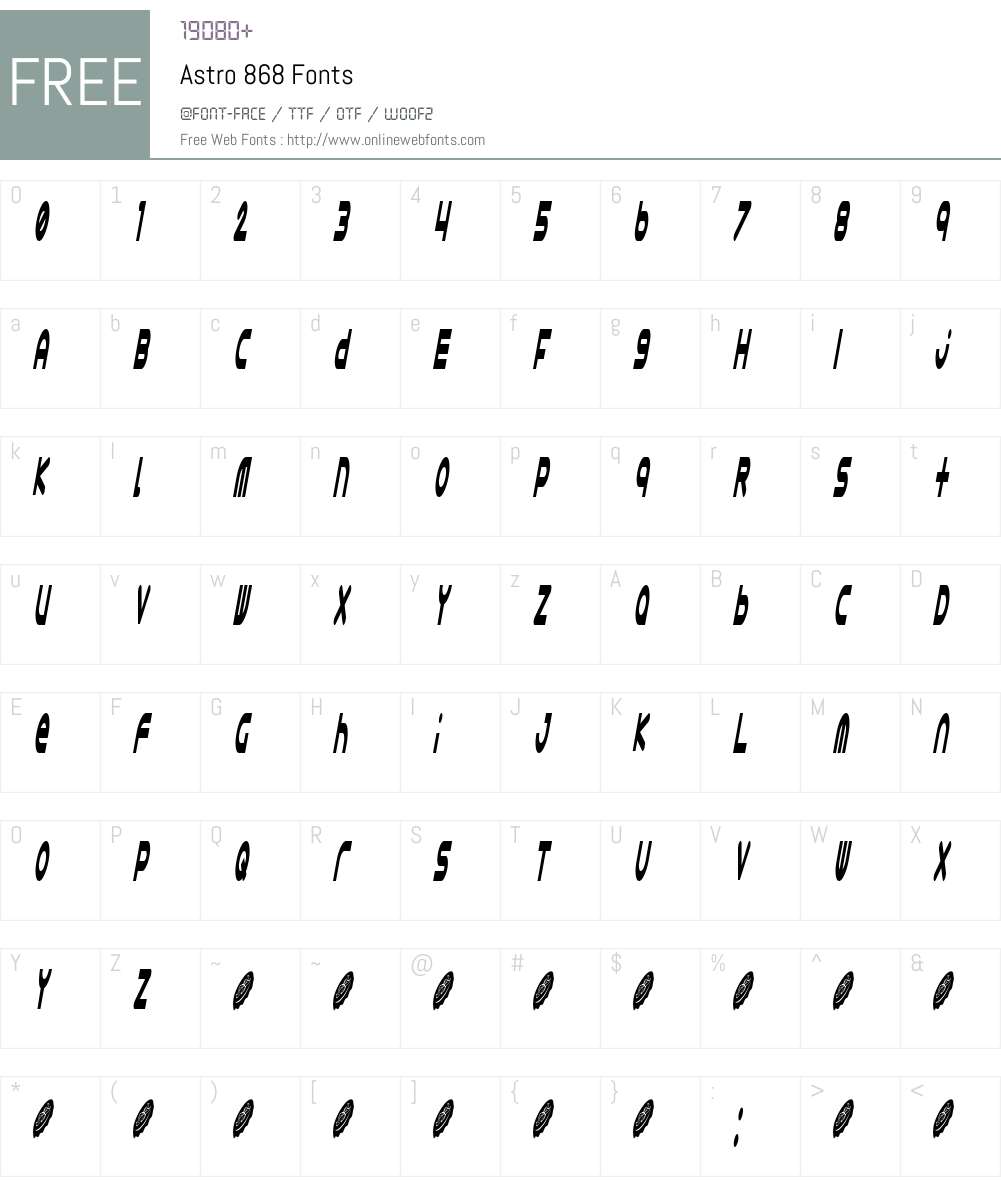 Astro 868 Font Screenshots