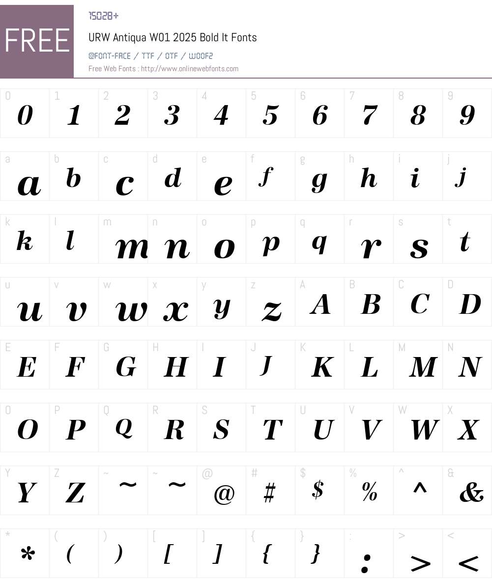 URWAntiquaW01-2025BoldIt Font Screenshots