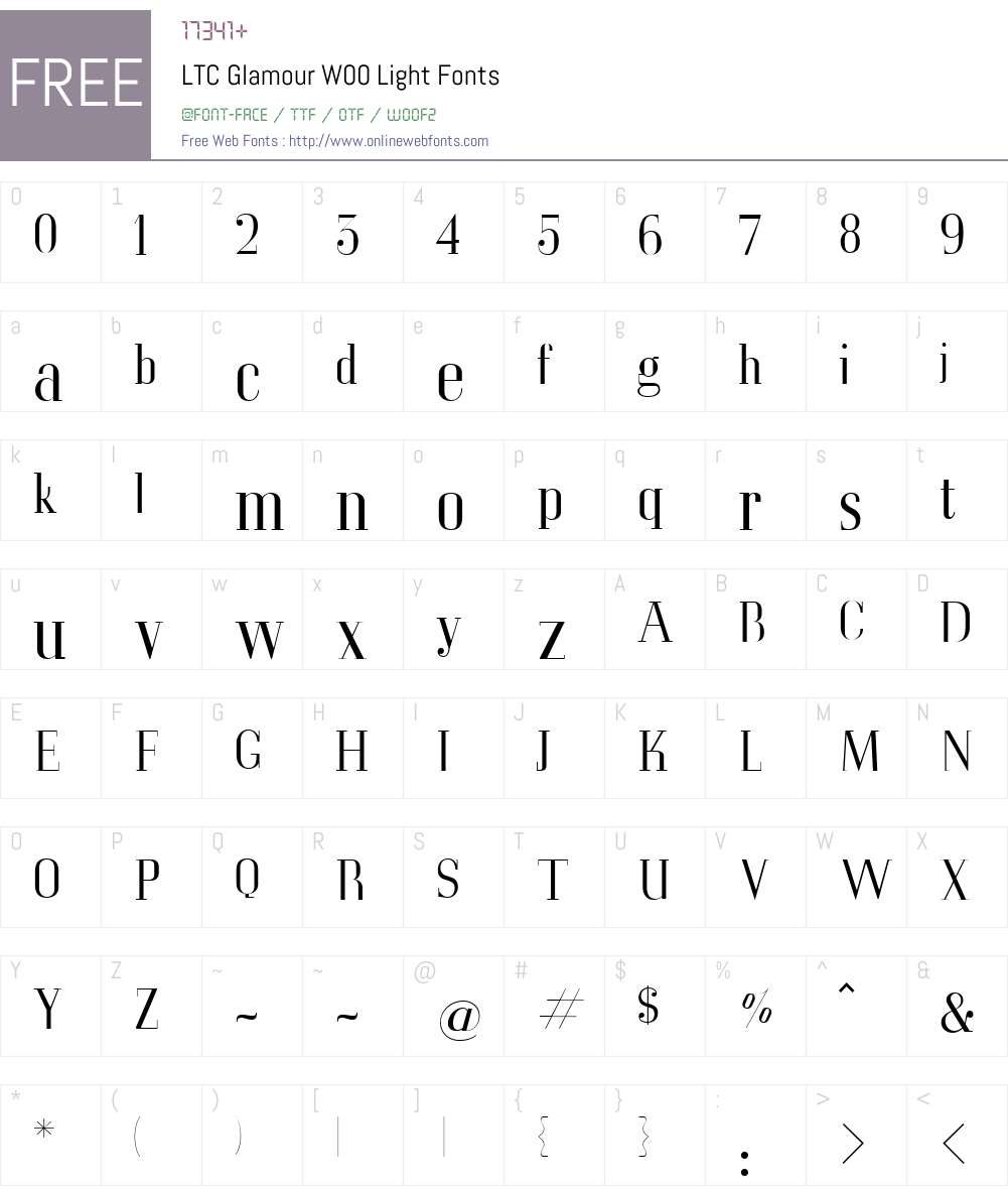 LTCGlamourW00-Light Font Screenshots