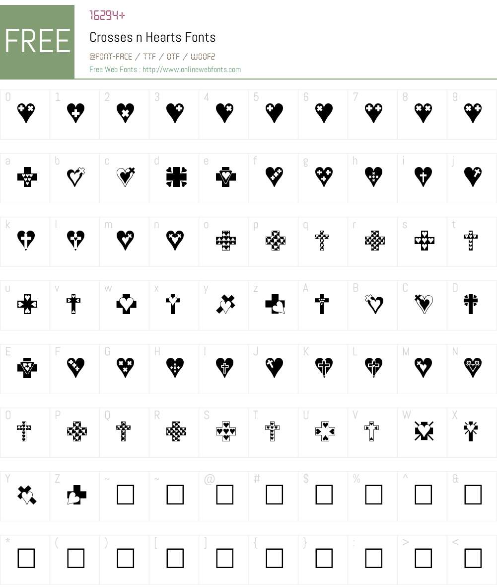 Crosses n Hearts Font Screenshots