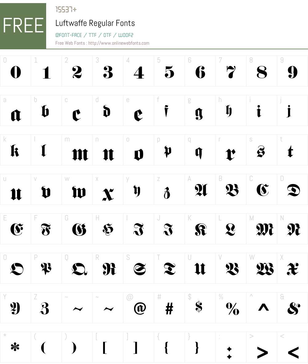 Luftwaffe Font Screenshots