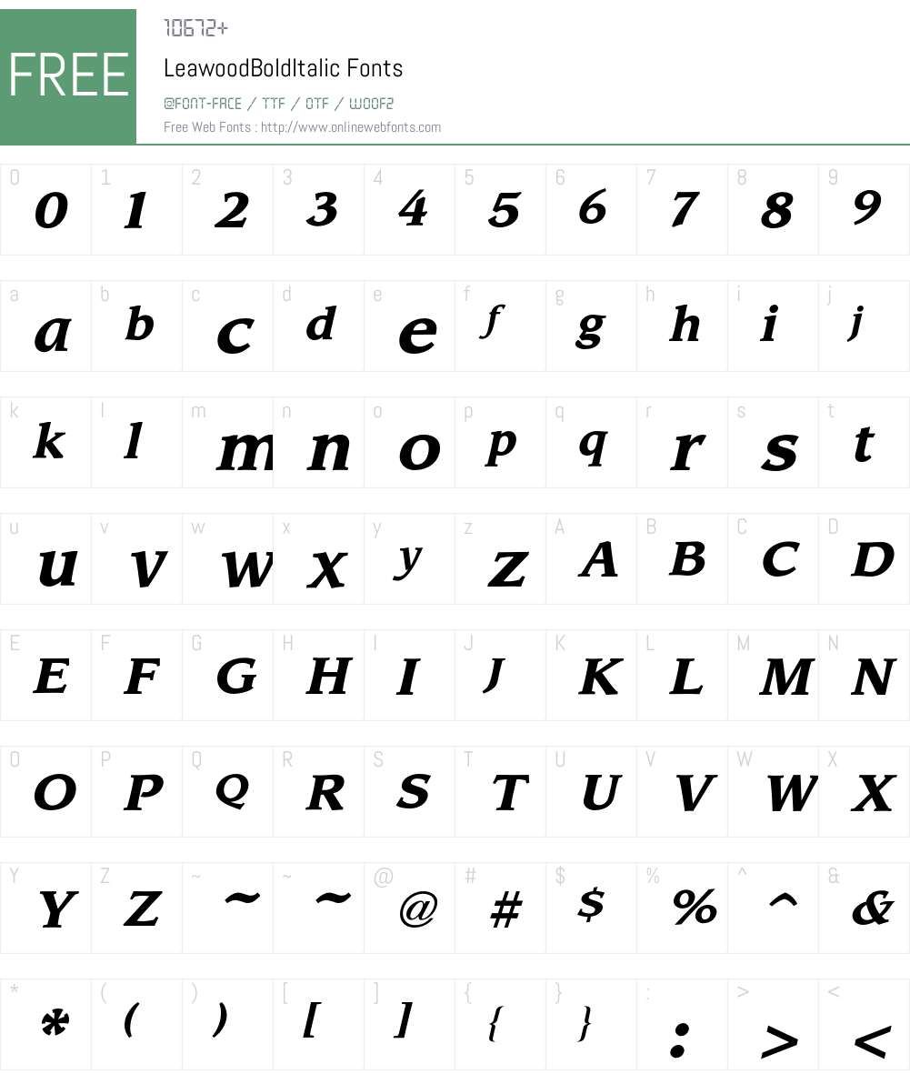 Leawood Font Screenshots