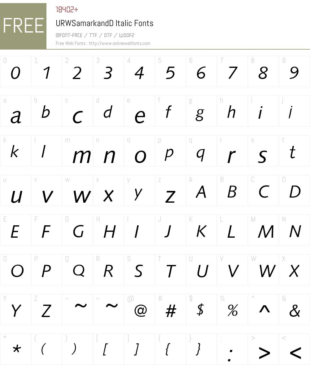 URWSamarkandD Font Screenshots