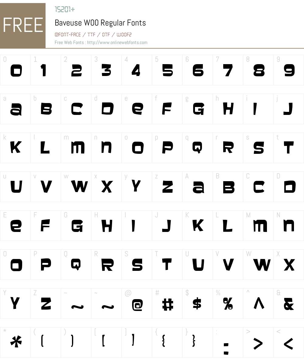 BaveuseW00-Regular Font Screenshots
