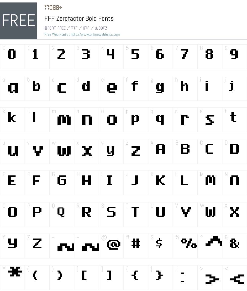 FFF Zerofactor Bold Font Screenshots
