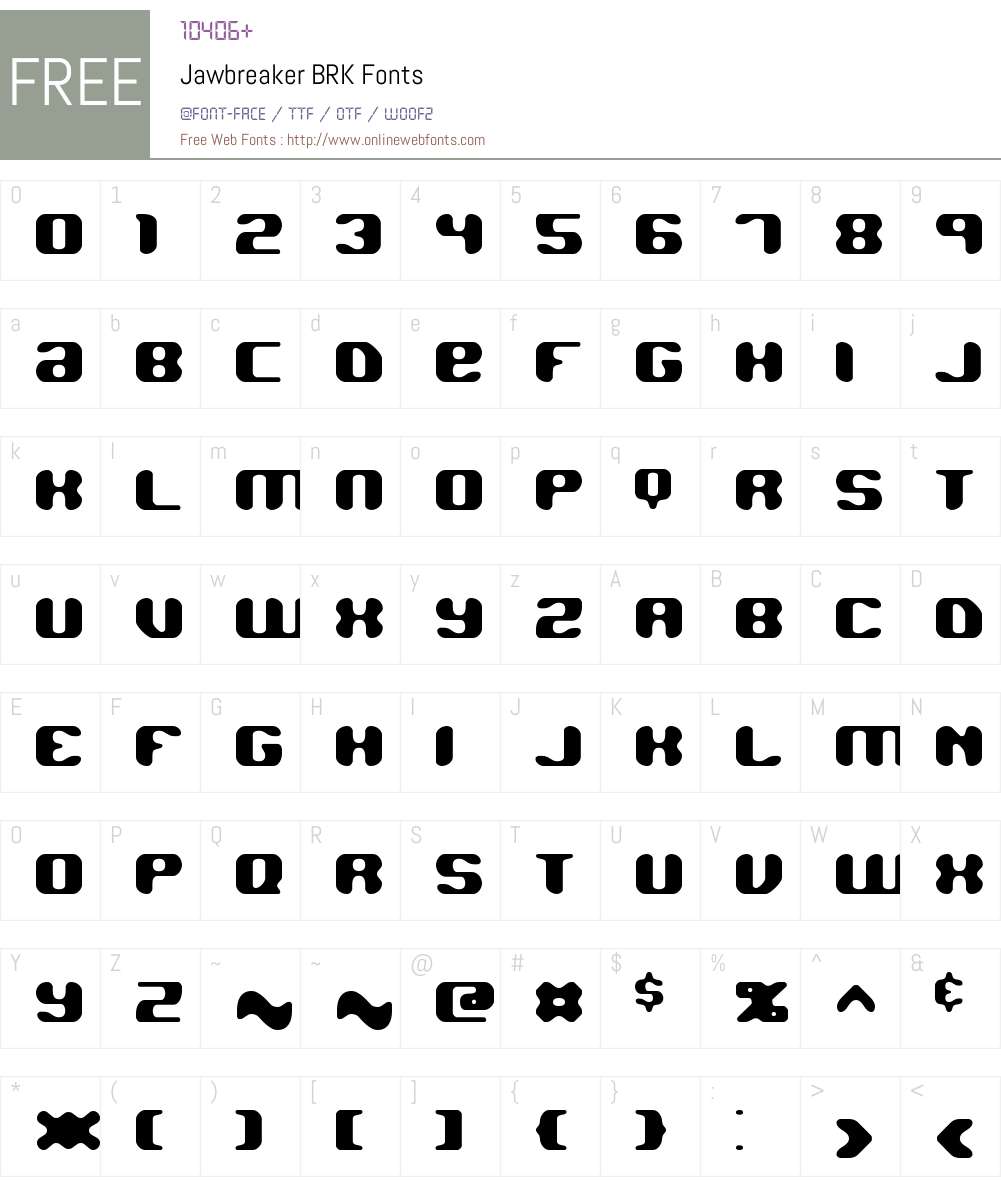 Jawbreaker BRK Font Screenshots
