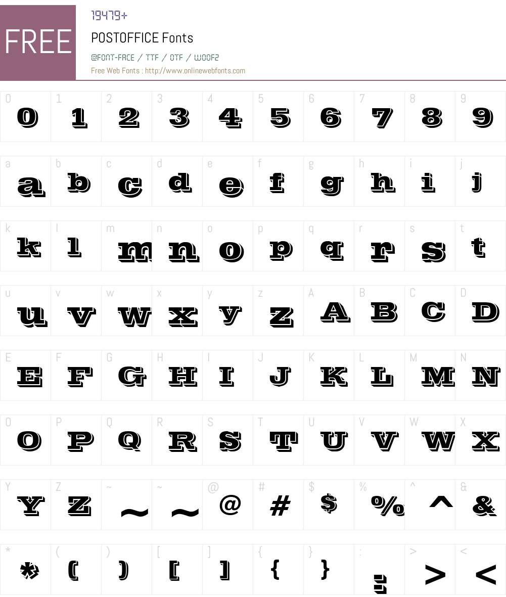 POSTOFFICE Font Screenshots