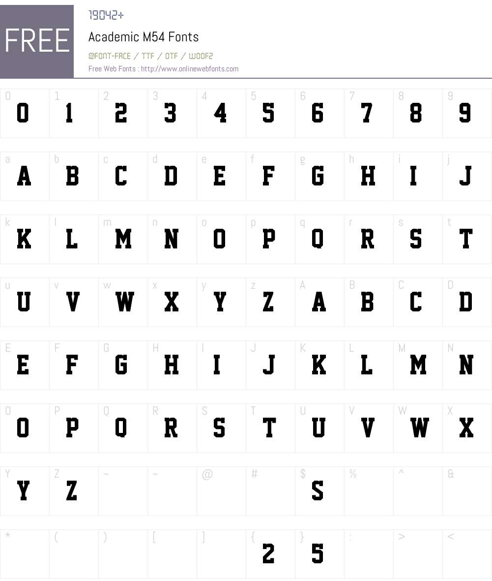 Academic M54 Font Screenshots