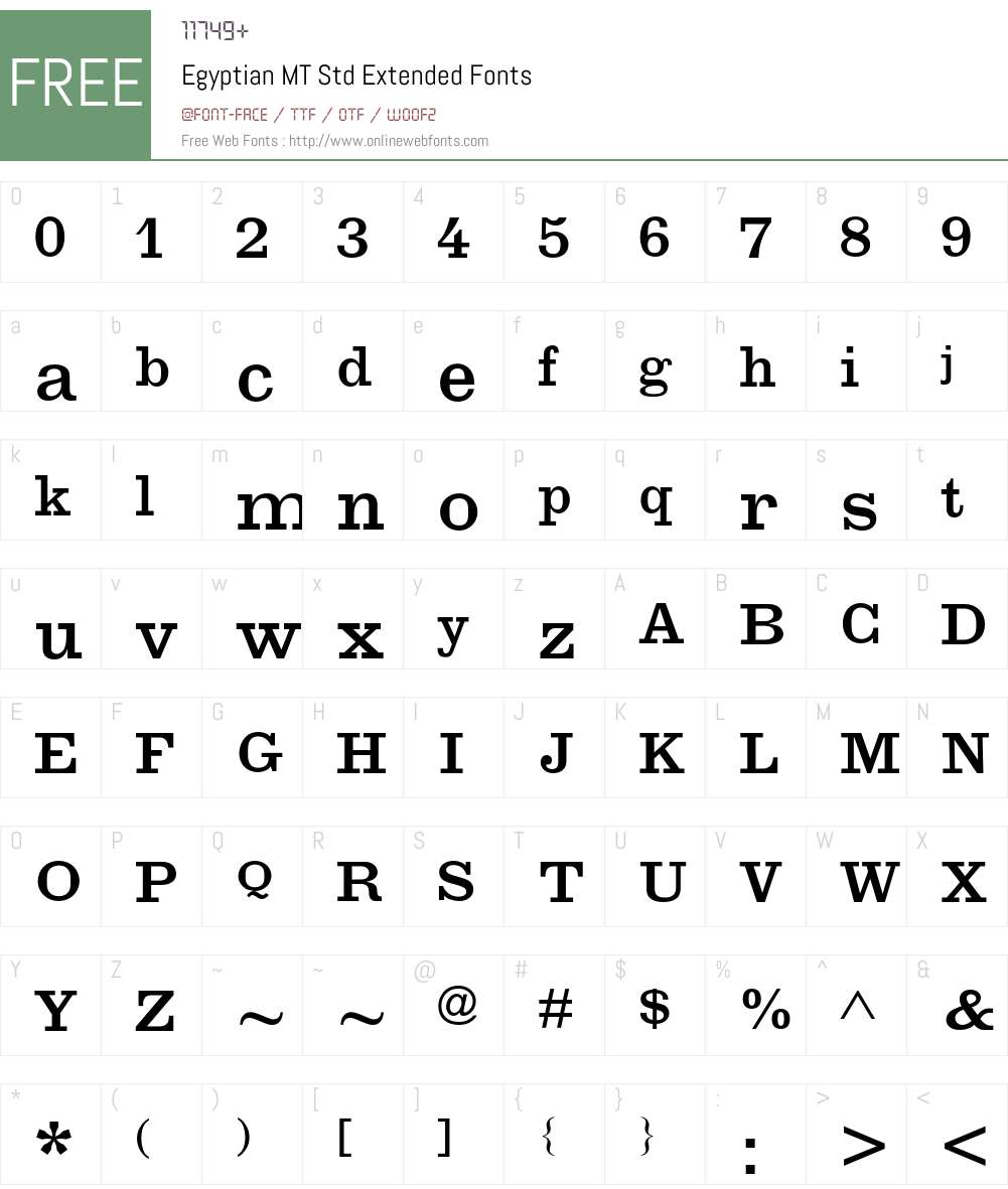 Egyptian MT Std Font Screenshots