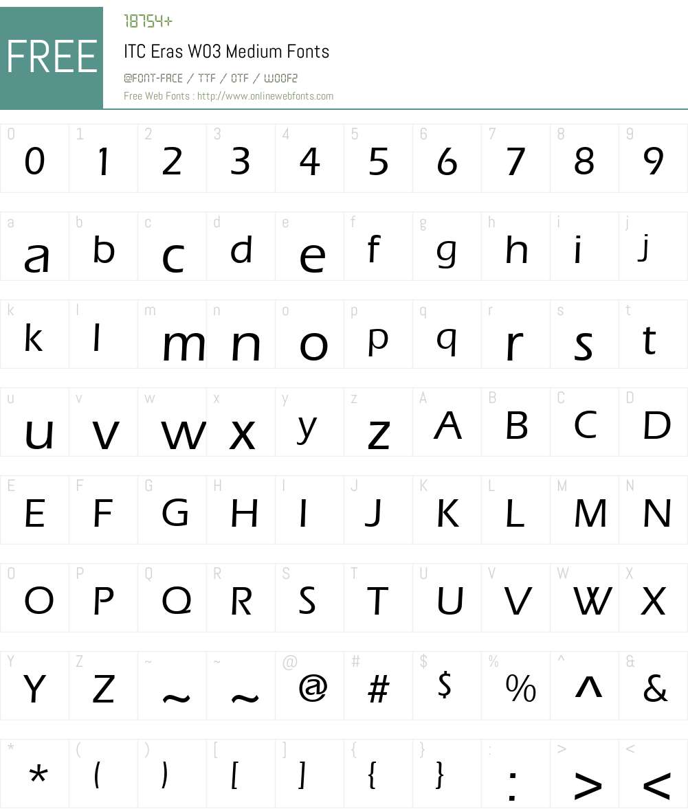 ITC Eras Font Screenshots