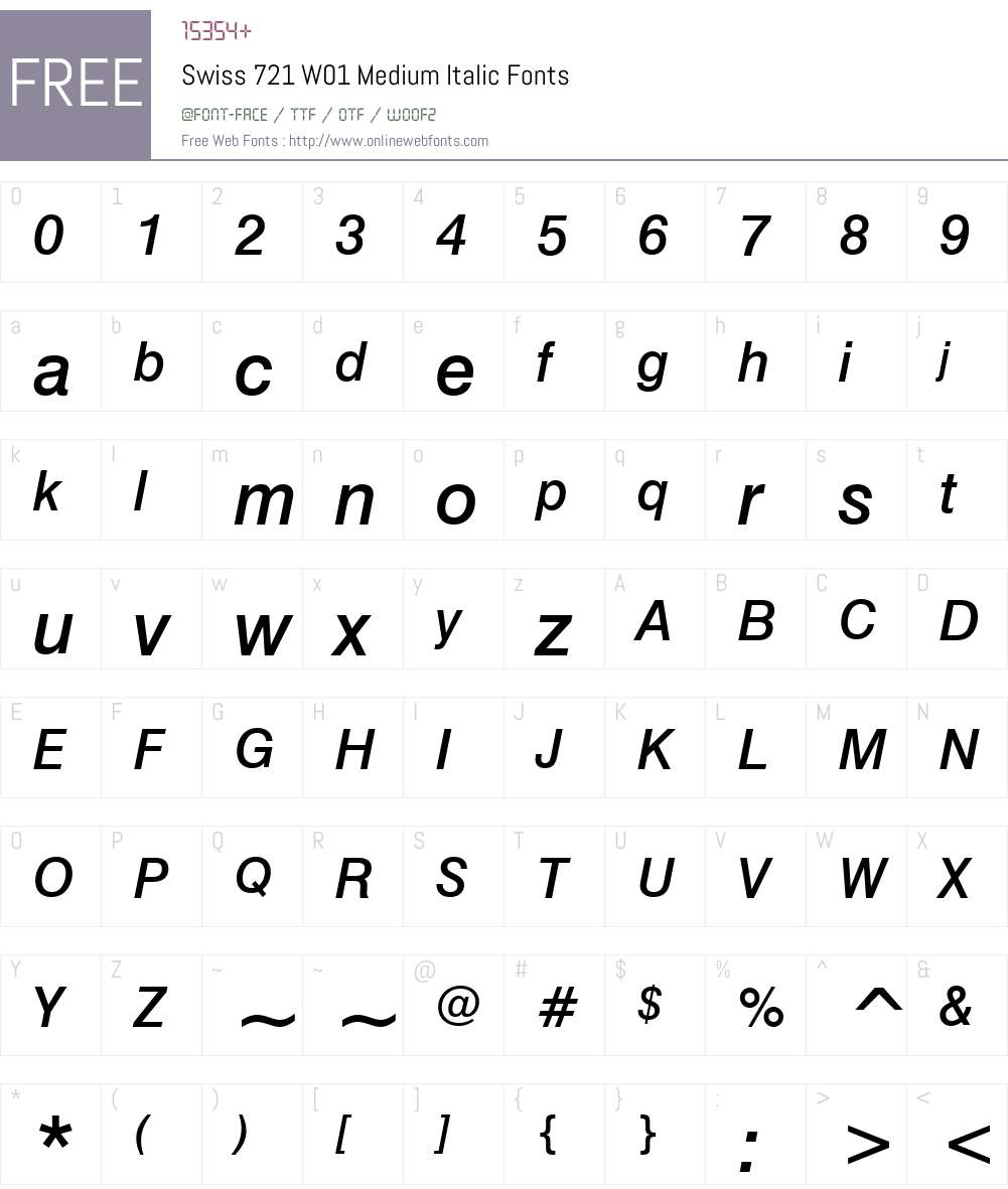 Swiss721W01-MediumItalic Font Screenshots
